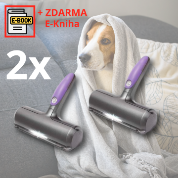 2x LED válečkový kartáč pro čištění psích chlupů + E-kniha ZDARMA